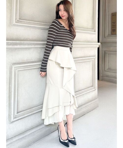 RESEXXY（リゼクシー）の「シアープリーツカスケードマーメイドスカート（スカート・レディース・その他1/ブラック/アイボリー・FREE）」の7枚目の写真