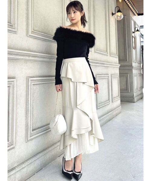 RESEXXY（リゼクシー）の「シアープリーツカスケードマーメイドスカート（スカート・レディース・その他1/ブラック/アイボリー・FREE）」の11枚目の写真