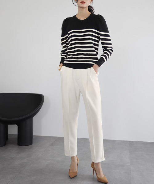 ELFRANK(エルフランク)の「ダンボールタックテーパードパンツ(その他パンツ・レディース・ブラック/グレー/オフホワイト・FREE/M/L)」の9枚目の写真