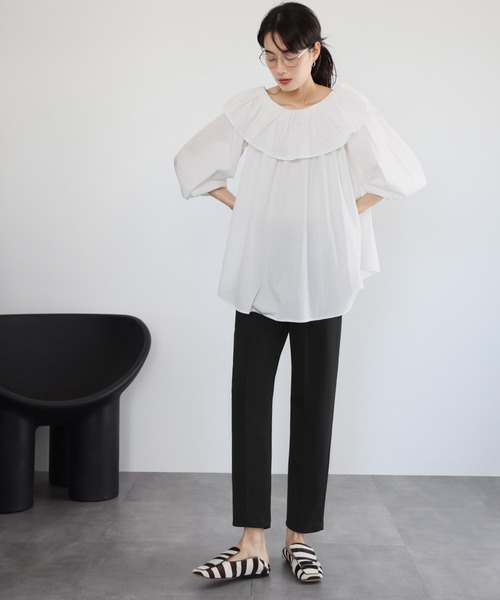 ELFRANK(エルフランク)の「ダンボールタックテーパードパンツ(その他パンツ・レディース・ブラック/グレー/オフホワイト・FREE/M/L)」の11枚目の写真