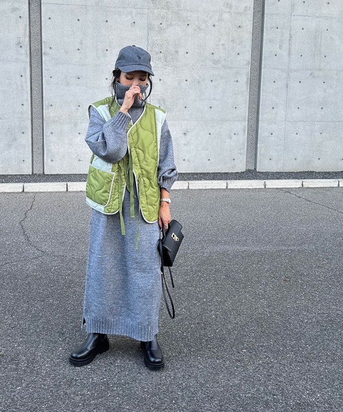 INTERPLAY(インタープレイ)の「【INTERPLAY x AYA】Switching Quilt Vest(その他アウター・レディース・ブラック/カーキ・FREE)」の11枚目の写真