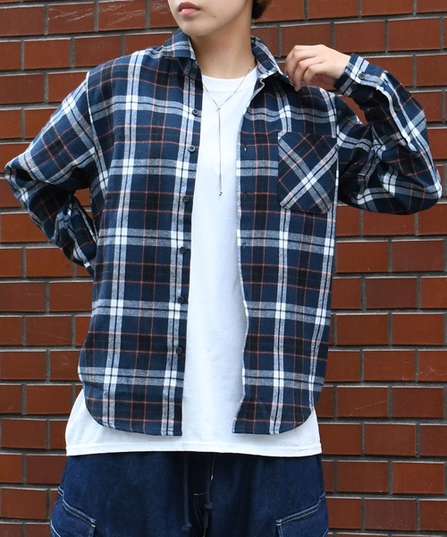 セール】Vintage-like check flannel shirt/ヴィンテージライク