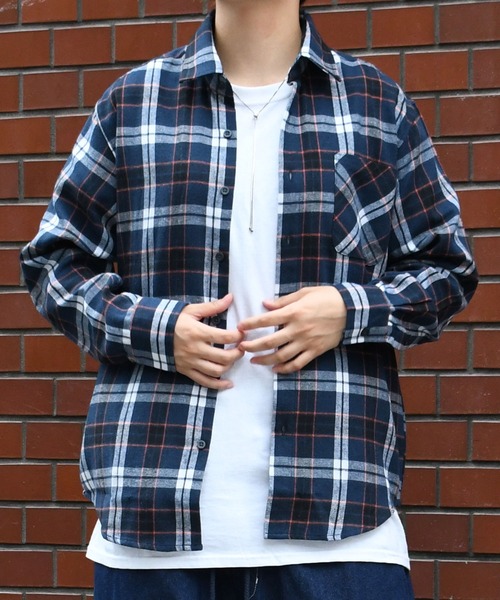 Starting Over(スターティングオーバー)の「Vintage-like check flannel shirt/ヴィンテージライク レギュラーカラー フランネル シャツ(シャツ/ブラウス・メンズ・ブラック/ベージュ/ネイビー/ホワイト/ブラウン/レッド/オレンジ・M/L/XL)」の20枚目の写真
