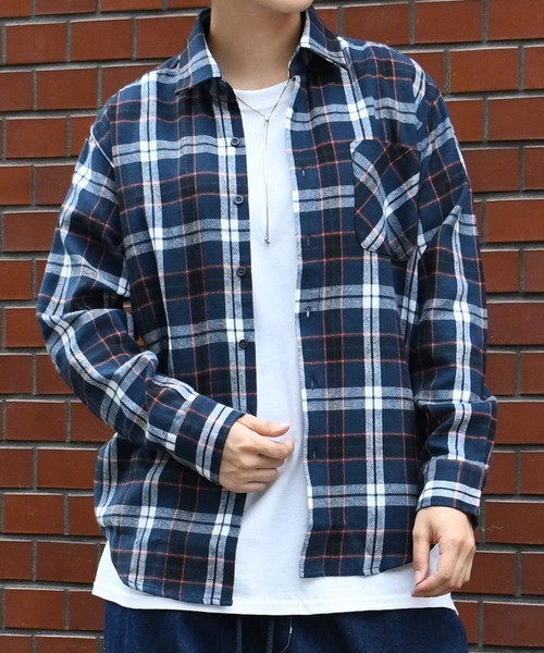 Starting Over(スターティングオーバー)の「Vintage-like check flannel shirt/ヴィンテージライク レギュラーカラー フランネル シャツ(シャツ/ブラウス・メンズ・ブラック/ベージュ/ネイビー/ホワイト/ブラウン/レッド/オレンジ・M/L/XL)」の21枚目の写真
