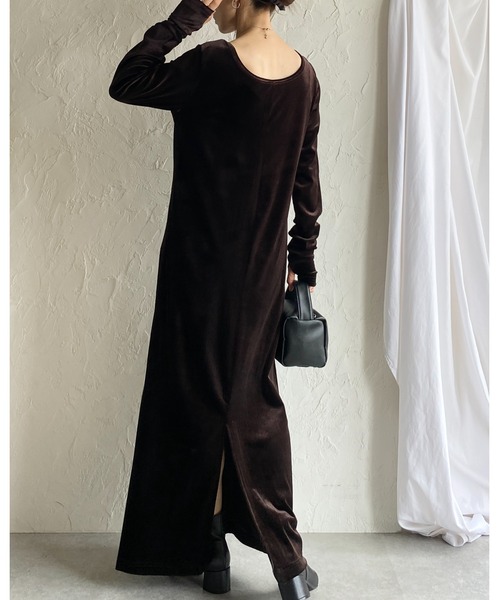 hysterics ワンピース　ベロア FREAK'S STORE/ベロア バレエネック ロング ワンピース【限定展開