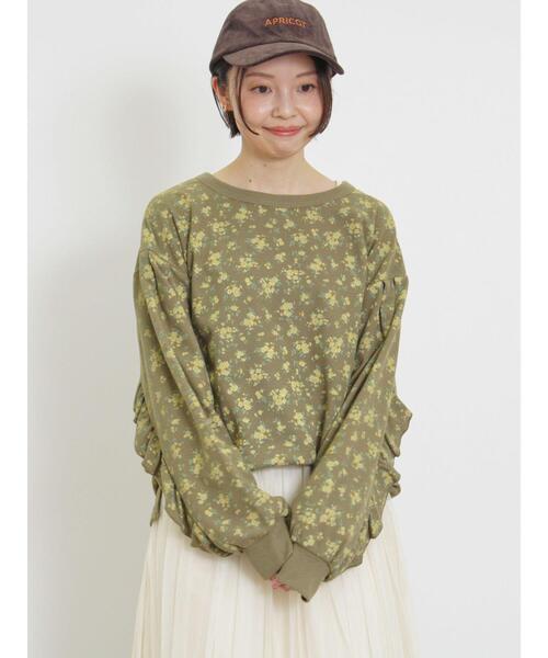 Samansa Mos2（サマンサ モスモス）の「ワッフルフリルメロー花柄カットソー（Tシャツ/カットソー・レディース・ネイビー/カーキ/キナリ/グレー・F）」の16枚目の写真