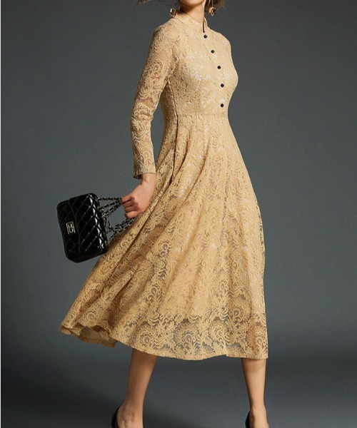 スタンドカラー・レーシーワンピース（ワンピース）｜a lot of love  