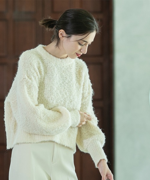 OPAQUE.CLIP（オペークドットクリップ）の「◆ブークレクルーネックニット（ニット/セーター・レディース・オフホワイト/チャコールグレー/オレンジ系その他5・00）」の5枚目の写真