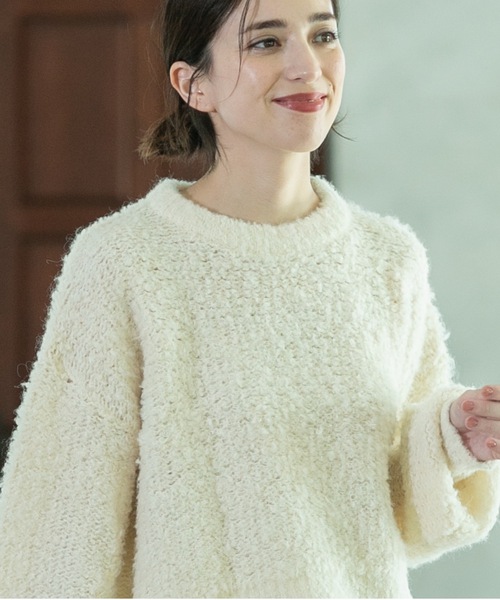 OPAQUE.CLIP（オペークドットクリップ）の「◆ブークレクルーネックニット（ニット/セーター・レディース・オフホワイト/チャコールグレー/オレンジ系その他5・00）」の7枚目の写真