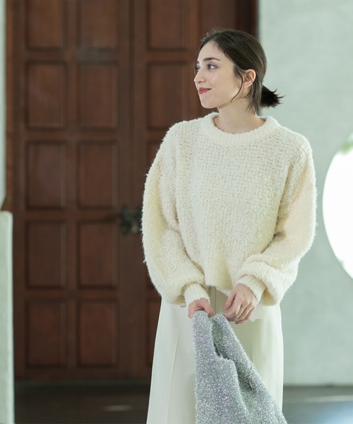 OPAQUE.CLIP（オペークドットクリップ）の「◆ブークレクルーネックニット（ニット/セーター・レディース・オフホワイト/チャコールグレー/オレンジ系その他5・00）」の9枚目の写真