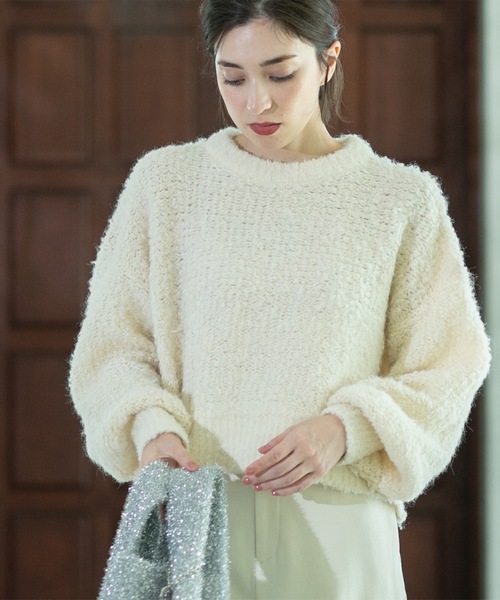 OPAQUE.CLIP（オペークドットクリップ）の「◆ブークレクルーネックニット（ニット/セーター・レディース・オフホワイト/チャコールグレー/オレンジ系その他5・00）」の11枚目の写真