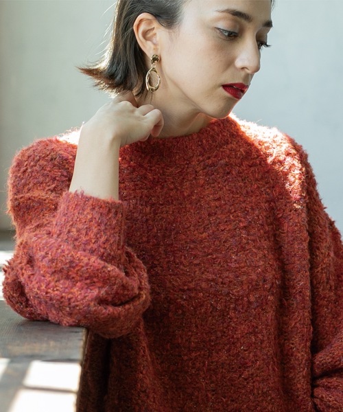 OPAQUE.CLIP（オペークドットクリップ）の「◆ブークレクルーネックニット（ニット/セーター・レディース・オフホワイト/チャコールグレー/オレンジ系その他5・00）」の13枚目の写真