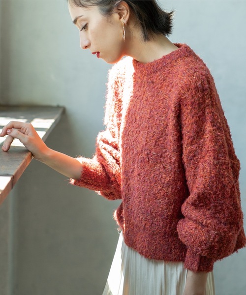 OPAQUE.CLIP（オペークドットクリップ）の「◆ブークレクルーネックニット（ニット/セーター・レディース・オフホワイト/チャコールグレー/オレンジ系その他5・00）」の14枚目の写真