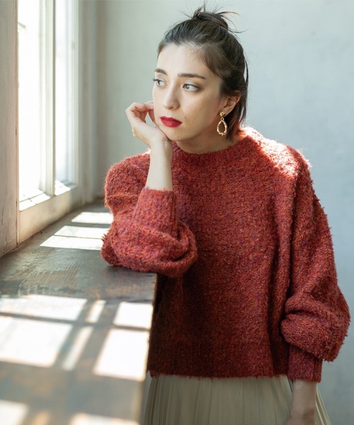 OPAQUE.CLIP（オペークドットクリップ）の「◆ブークレクルーネックニット（ニット/セーター・レディース・オフホワイト/チャコールグレー/オレンジ系その他5・00）」の15枚目の写真