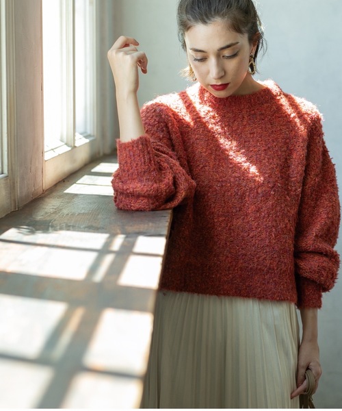 OPAQUE.CLIP（オペークドットクリップ）の「◆ブークレクルーネックニット（ニット/セーター・レディース・オフホワイト/チャコールグレー/オレンジ系その他5・00）」の16枚目の写真