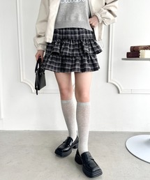 チェックフリルミニスカパン