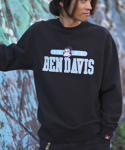 【セール】《BEN DAVIS》プリントスウェット /リサイクルコットン混・抗菌防臭加工（スウェット）｜BEN DAVIS（ベンデイビス）