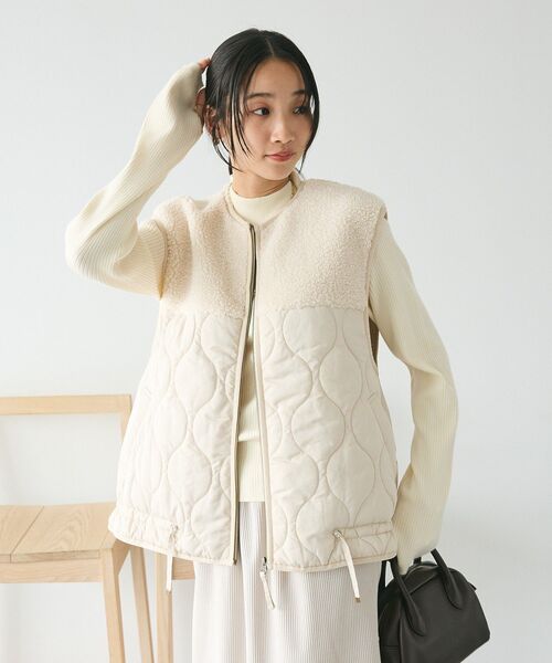 CRAFT STANDARD BOUTIQUE（クラフトスタンダードブティック）の「ボアキルティングベスト（ベスト・レディース・カーキ/ブラック/アイボリー・FREE）」の6枚目の写真