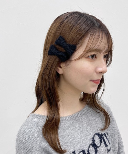 Heather(ヘザー)の「シャギーリボンピンSET 232913(ヘアピン・レディース・ブラック/ホワイト・ONE SIZE)」の3枚目の写真