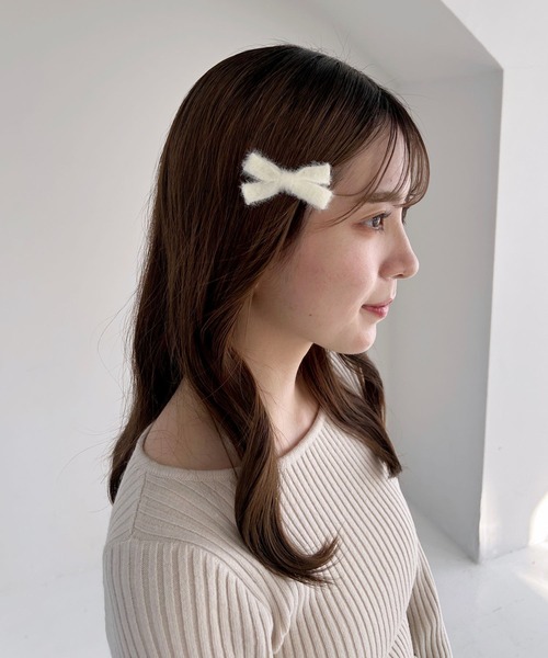 Heather(ヘザー)の「シャギーリボンピンSET 232913(ヘアピン・レディース・ブラック/ホワイト・ONE SIZE)」の4枚目の写真