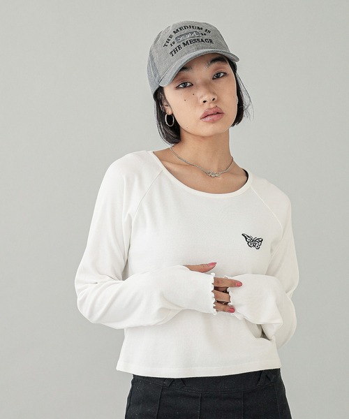 X-girl（エックスガール）の「FADED COLLEGE LOGO 6PANEL CAP（キャップ・レディース・ブラウン/ブラック・ONE SIZE）」の4枚目の写真