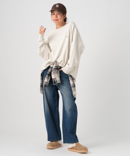 Champion（チャンピオン）の「【Champion(チャンピオン)】別注カラー刺繍チュニック（スウェット・レディース・グレー/イエロー/ブルー/ナチュラル・FREE）」の13枚目の写真