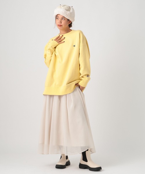 Champion（チャンピオン）の「【Champion(チャンピオン)】別注カラー刺繍チュニック（スウェット・レディース・グレー/イエロー/ブルー/ナチュラル・FREE）」の7枚目の写真