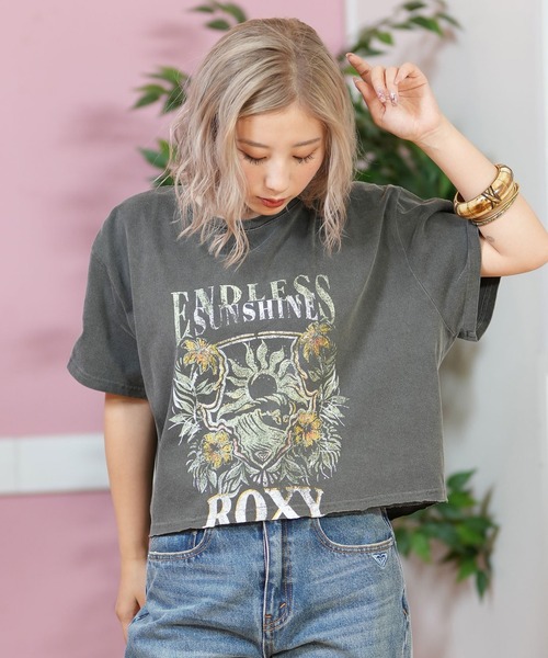 ROXY(ロキシー)の「ROXY/ロキシー ショート丈Tシャツ RST251651M(Tシャツ/カットソー・レディース・ブラック×ピンク/ブラック×ブルー/ブラック×グリーン・M)」の9枚目の写真
