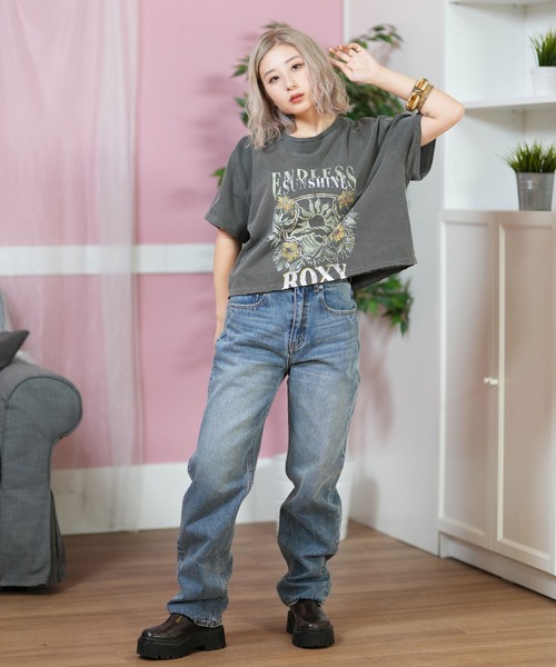 ROXY(ロキシー)の「ROXY/ロキシー ショート丈Tシャツ RST251651M(Tシャツ/カットソー・レディース・ブラック×ピンク/ブラック×ブルー/ブラック×グリーン・M)」の12枚目の写真