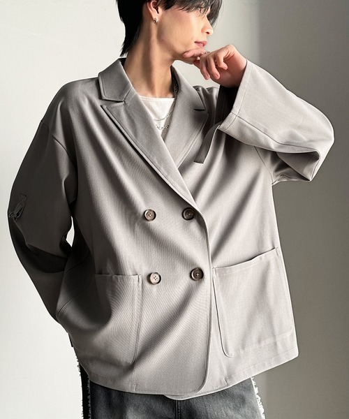 セール】綺麗な落ち感。オーバーサイズ袖ロールアップドレープダブル