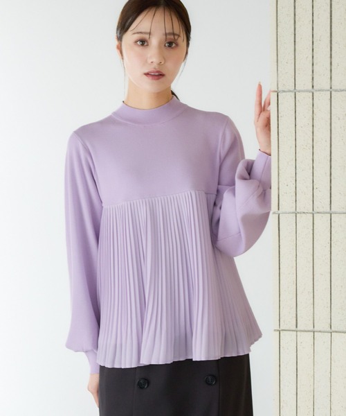 Andemiu（アンデミュウ）の「ドッキングプリーツニット286217（ニット/セーター・レディース・ブラック/アイボリー/モカ/ラベンダー・FREE）」の4枚目の写真