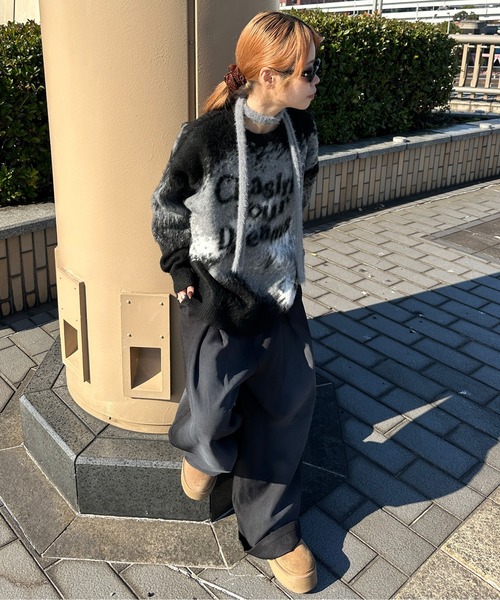 sedacle(セダクル)の「ジャガードシャギーニット(ニット/セーター・メンズ・ボルドー/オレンジ/ブラック・LARGE/MEDIUM/SMALL)」の5枚目の写真