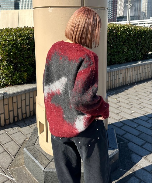 sedacle(セダクル)の「ジャガードシャギーニット(ニット/セーター・メンズ・ボルドー/オレンジ/ブラック・LARGE/MEDIUM/SMALL)」の14枚目の写真