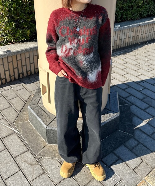sedacle(セダクル)の「ジャガードシャギーニット(ニット/セーター・メンズ・ボルドー/オレンジ/ブラック・LARGE/MEDIUM/SMALL)」の15枚目の写真