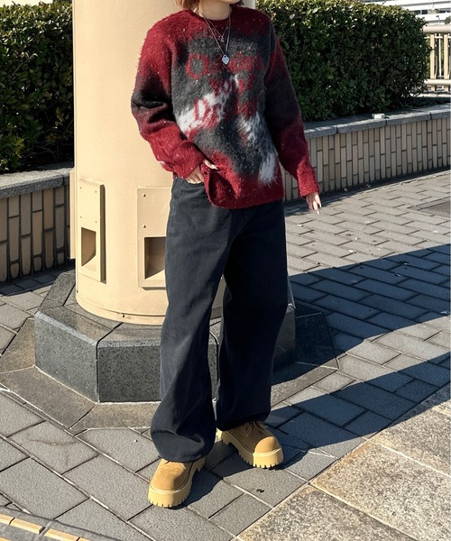 sedacle(セダクル)の「ジャガードシャギーニット(ニット/セーター・メンズ・ボルドー/オレンジ/ブラック・LARGE/MEDIUM/SMALL)」の16枚目の写真