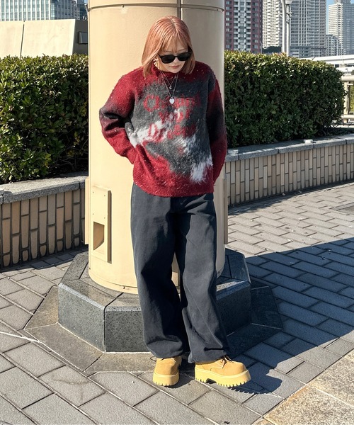 sedacle(セダクル)の「ジャガードシャギーニット(ニット/セーター・メンズ・ボルドー/オレンジ/ブラック・LARGE/MEDIUM/SMALL)」の17枚目の写真