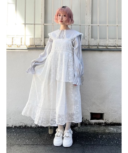 merry jenny（メリージェニー）の「サテンフリルブラウス（シャツ/ブラウス・レディース・オフホワイト/ブルー・FREE）」の3枚目の写真