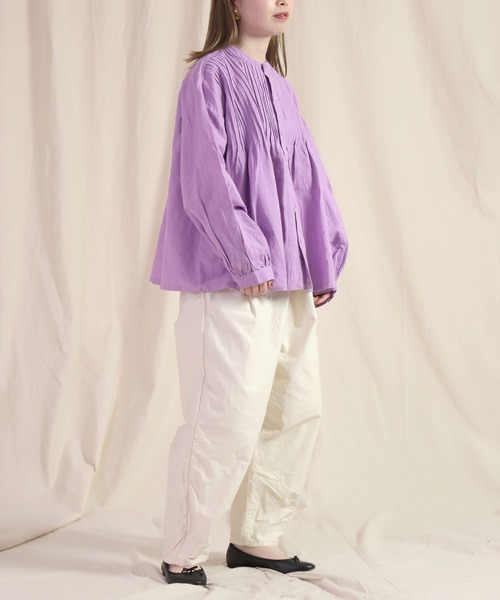 美品 ブロカント 綿麻ヘビーキャンバス レトロリーニュシャツ リネン