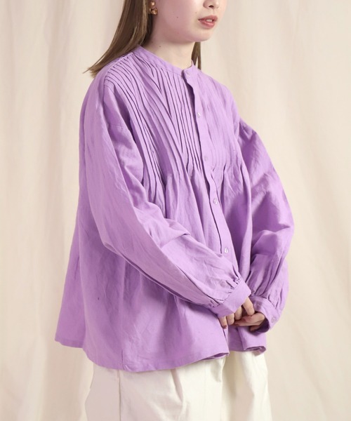 Brocante（ブロカント）の「[Brocante / ブロカント] 綿麻ヘビーキャンバス レトロリーニュシャツ（シャツ/ブラウス・レディース・ベージュ/ラベンダー・2）」の7枚目の写真