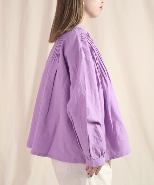Brocante（ブロカント）の「[Brocante / ブロカント] 綿麻ヘビーキャンバス レトロリーニュシャツ（シャツ/ブラウス・レディース・ベージュ/ラベンダー・2）」の11枚目の写真