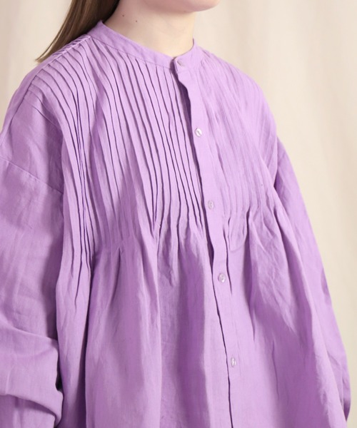 Brocante（ブロカント）の「[Brocante / ブロカント] 綿麻ヘビーキャンバス レトロリーニュシャツ（シャツ/ブラウス・レディース・ベージュ/ラベンダー・2）」の13枚目の写真