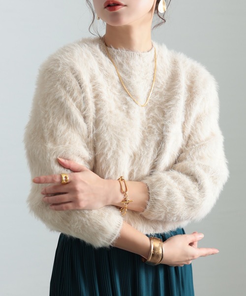 Sawa a la mode(サワアラモード)の「ファーニットセーター(ニット/セーター・レディース・ブラウン/ベージュ/ブラック・FREE)」の3枚目の写真