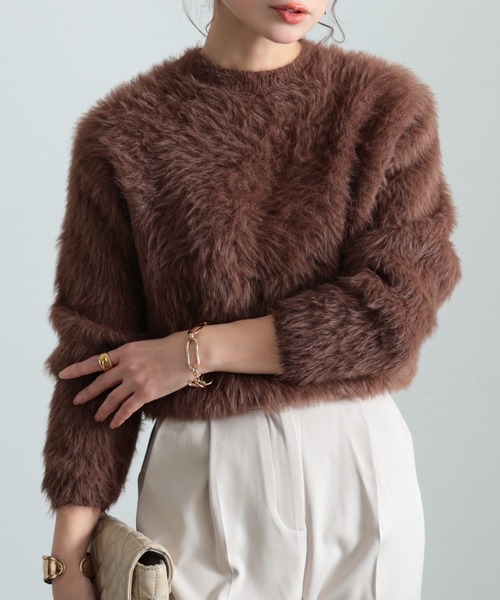 Sawa a la mode(サワアラモード)の「ファーニットセーター(ニット/セーター・レディース・ブラウン/ベージュ/ブラック・FREE)」の2枚目の写真