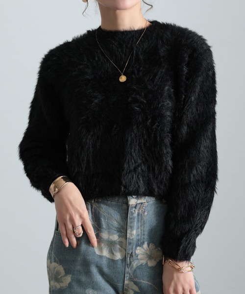 Sawa a la mode(サワアラモード)の「ファーニットセーター(ニット/セーター・レディース・ブラウン/ベージュ/ブラック・FREE)」の1枚目の写真