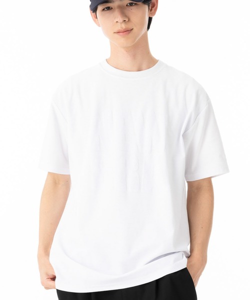 NEW ERA(ニューエラ)の「ニューエラ 半袖Tシャツ コットン ジャカードパイルスクエアロゴ(Tシャツ/カットソー・メンズ・ホワイト/ブラック・M/L/XL/XXL/S)」の1枚目の写真