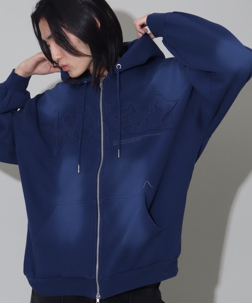 セール】【SEQUENZ/シークエンズ】LOGO APPLIQUE ZIP HOODIE / 裏起毛