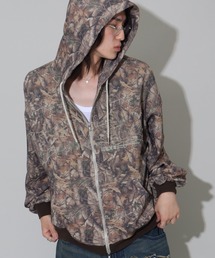 【SEQUENZ/シークエンズ】LOGO APPLIQUE ZIP HOODIE / 裏起毛 アートワークデザイン ヴィンテージライク ジップアップパーカー