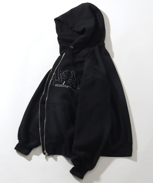 SEQUENZ/シークエンズ】LOGO APPLIQUE ZIP HOODIE / 裏起毛