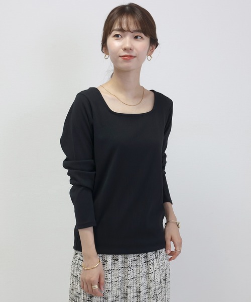 Aletta vita(アレッタビータ)の「スクエアネックリブカットソー(Tシャツ/カットソー・レディース・オフホワイト/ブラック/ベージュ・FREE)」の15枚目の写真