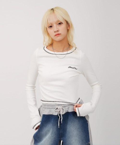 tシャツ atmos pink Rib Long Sleeve T-shirt / アトモス ピンク リブ ロング スリーブ ティーシャツ レディース セール】atmos pink Rib Long Sleeve T-shirt / アトモス ピンク